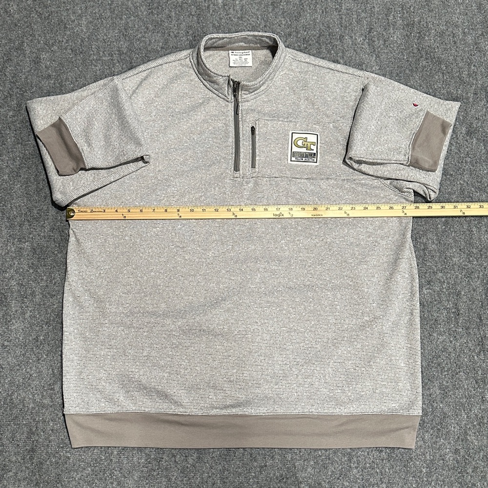 Georgia Tech Champion Sweatshirt Men Medium Gray 1/4 Zip Pullover - Size 2XL - Picture 7 of 8